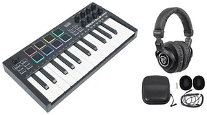 Rockville M25 Black 25 Key USB Wireless Bluetooth Keyboard Controller+Headphones - Picture 1 of 12