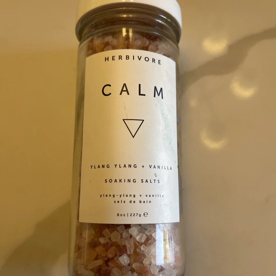 Herbivore CALM Soaking Salts ~ Ylang Ylang and Vanilla ~ 8oz Glass Jar~ New - Image 1 of 1