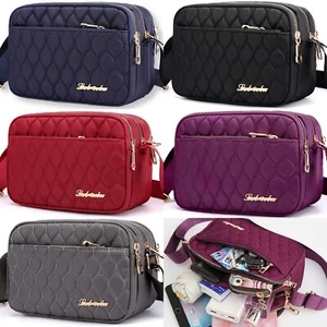 Women Casual Quilted Zipper Shoulder Crossbody Waterproof Bag Phone Wallet Purse - Picture 1 of 31