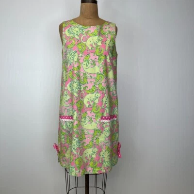 Винтажное женское платье Lilly Pulitzer 6 смен лев животные бант карманы вечеринка сердечник - Изображение 1 из 4