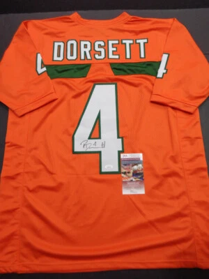 Camiseta deportiva naranja personalizada autografiada por Phillip Dorsett Miami Hurricane con certificado de autenticidad JSA Foto 1 de 3