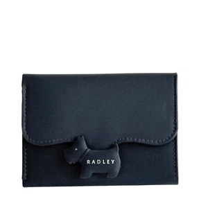 RADLEY Purse Dark Blue Leather Small Coin Card Trifold Wallet - Radley Crest New - Picture 1 of 7