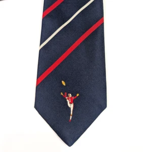 POLO RALPH LAUREN Vtg Football Player Navy Red Repp Stripe Diagonal Tie RARE - Picture 1 of 3