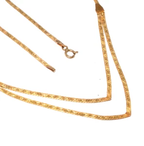 Ladies stylish 9ct yellow gold herringbone link double 'V' necklace - Picture 1 of 7