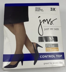Just My Size Pantyhose 3X OFF BLACK Sheer Toe NEW 85330-S3B - Picture 1 of 4