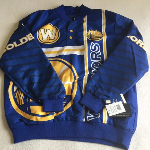 Golden State Warriors Mens Starter Black Label Pullover Jacket Size XL Blue Cover