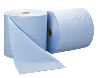 FULCARE Blue Forecourt Industrial Wiper Roll for Paper Towel Floor Stand 400m Pack of 2