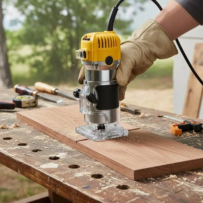 Electric Palm Router Tool 1200W 330000 RPM 6 Speed Wood Router 1/4" Router Bits - Image 1 of 4