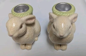 Pair Of Rabbit Ceramic Candleholders - Picture 1 of 7