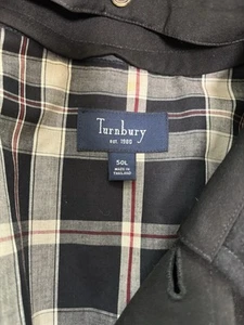 Turnbury Trench Coat Mens 50L Black Button Up Collar - Picture 1 of 7