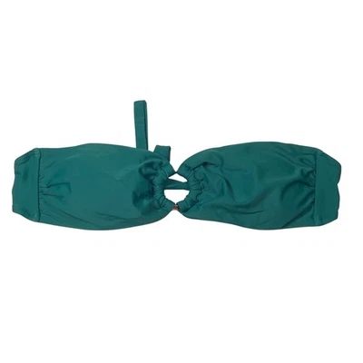 Top de bikini sin tirantes acanalado con detalle de anillo verde Zaful EE. UU. 6 Foto 1 de 4