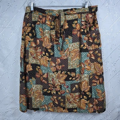 Falda envolvente vintage floral retazos marrón verde otoño otoño cottagecore Academia Foto 1 de 4