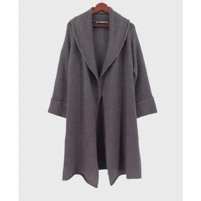 Soft Surroundings Duster Cardigan XS Open Front Knitted Wool Blend Gray Maxi - Image 1 of 4