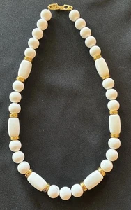 Napier Estate Classy Granny Core Necklace White Lucite w/Gold Beaded Spacers L3 - Picture 1 of 5