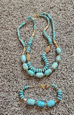 STAUER TURQUOISE 串珠 2股项链和手链套装 — 第 1/4 张图片