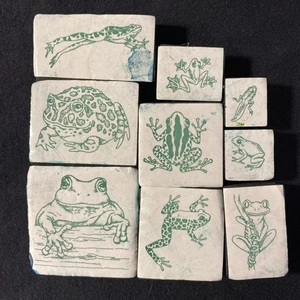 Vintage Frog & Toad - Foam Mounted Rubber Stamp Set - Picture 1 of 3