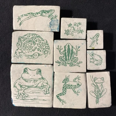 Juego de estampillas de goma montadas en espuma Frog & Toad vintage Foto 1 de 3