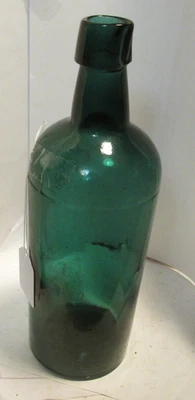 Antigua botella de corcho tinta maestra verde azulado 10" de alto 3 piezas molde brillante Foto 1 de 3