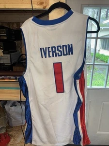 Camiseta deportiva de baloncesto para hombre Adidas talla 52 ALLEN IVERSON Pistons NBA, nueva con etiquetas - Imagen 1 de 5