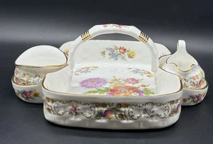 Dresden Spray Hammersley England Fine Bone China Serving Basket W/ Creamer Sugar - Picture 1 of 19