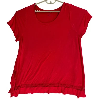 Top túnica Lane Bryant para mujer Plus 18/20 rojo manga corta calce suelto relajado Foto 1 de 4