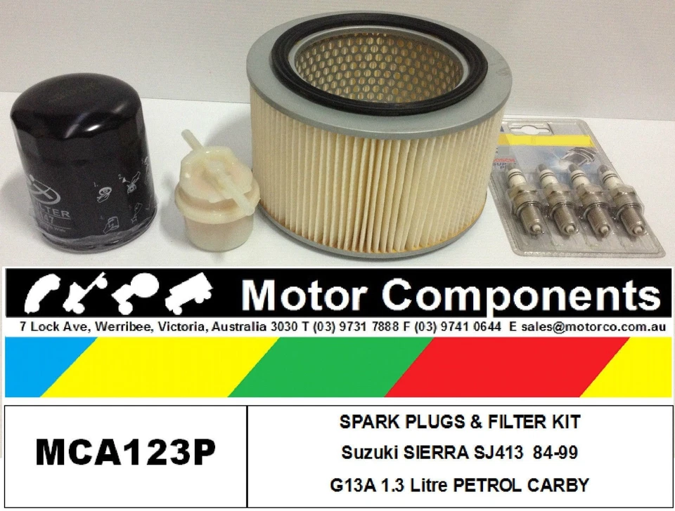 KIT SERVICIO BUJÍAS Y FILTRO SUZUKI SIERRA SJ413 G13A G13BA 1.3L GASOLINA 198 Foto 1 de 3