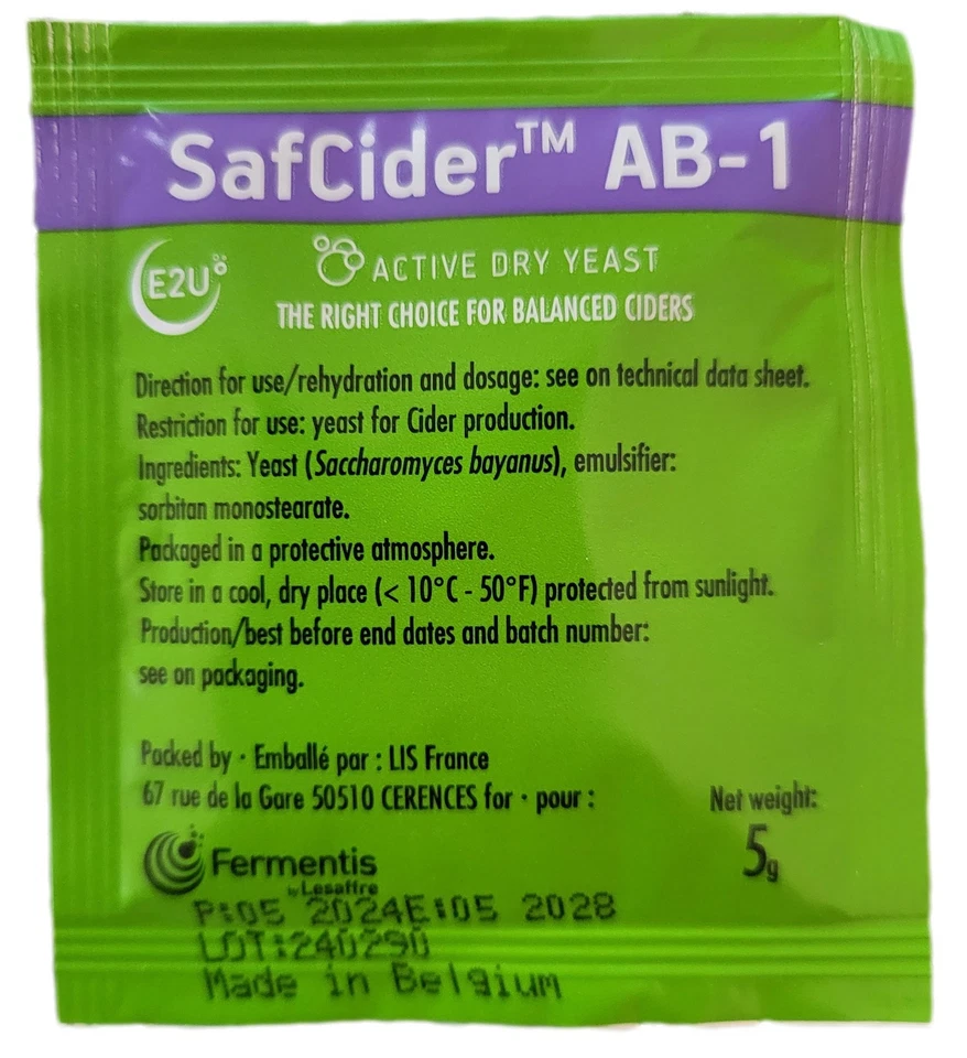 You Pick 1 to 100 5g Packs - Fermentis Safcider AB-1 Cider Yeast - Wine Fruit - Image 1 of 1
