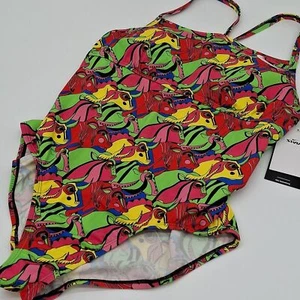 Nike Swimsuit Womens XL HydraStrong Bull Print Racerback One-Piece Crimson XL - Picture 1 of 8