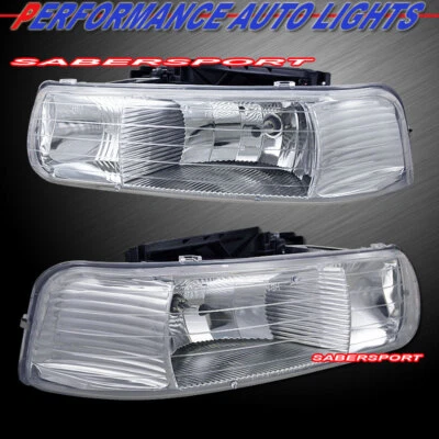 Juego de faros Euro transparentes para 99-06 Silverado / 00-06 Suburban Tahoe Foto 1 de 2