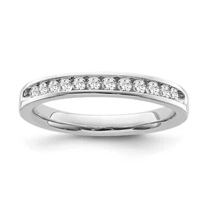 14K White Gold Plated Simulated Channel Set Diamond Engagement Wedding Band Ring - Picture 1 of 9