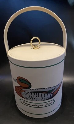 Cubo de hielo vintage MCM firmado Georges Briard Mallard verde azulado pato caqui beige vinilo  Foto 1 de 4