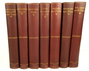 Lot(7) Volumes of The American Classic Series; Nathaniel Hawthorne 1850's Antiqu - Foto 1 di 9