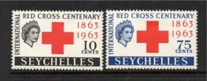 SEYCHELLEN POSTFRISCH 1963 SG214-215 HUNDERTJÄHRIGES ROTES KREUZ - Bild 1 von 1