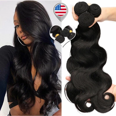 LIQUIDACIÓN Paquetes de Cabello Humano Virgen Brasileño Extensiones de Trama Tejido Remy Negro D Foto 1 de 4