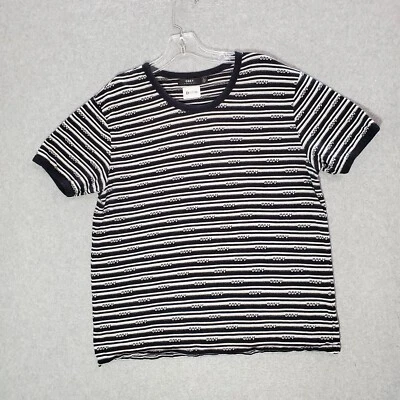 Camisa Obey Mujer Top Grande Negra Rayas Logo AOP Timbre Cuello Redondo Manga Corta Foto 1 de 4