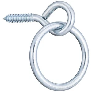 New! 3 5/8" long Zinc-plated steel SCREW EYE w/ 2" RING For a variety of uses! - Picture 1 of 1