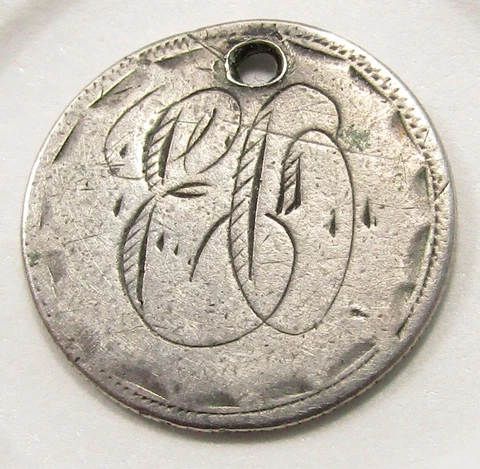 1882 Seated Liberty Dime 90% Silver 10c US Coin “EG” Love Token Cover