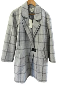 The Korner NWT Parisian Gray Herringbone Grid Check Overcoat with Pockets size M - Picture 1 of 9