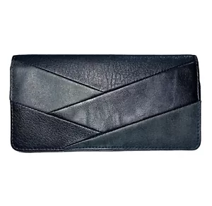 Relic By Fossil Black Bifold Wallet Long Patchwork 80’s ID Card Faux Leather - Picture 1 of 15