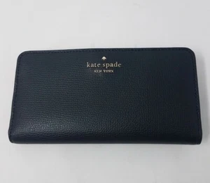 Kate Spade Darcy Large Slim Bi Fold Wallet New Black Snap Button - Picture 1 of 4