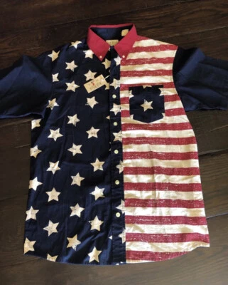 Red Head Brand Co. Patriotic Flag Button Down SS Shirt Sz M USA July 4 NWT - Image 1 of 4