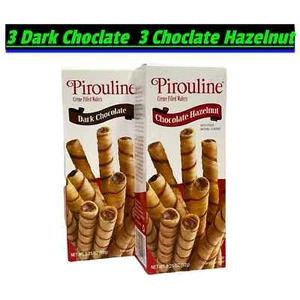 Pirouline Cream Filled Wafers 3 Dark Chocolate 3 Chocolate Hazelnut3.25oz 6 Pack - Picture 1 of 11