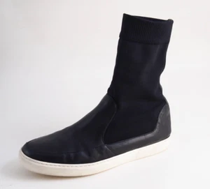 Jil Sander High Top Sock Sneakers Black Leather Textile Womens Size EU 38 US 8 - Picture 1 of 9