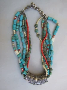Mimco  Chunky  Blue  & Red  Beads Heavy Necklet Choker Signed  OZ Jewellery - Picture 1 of 6
