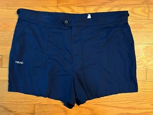 Vintage 80s Head Spellout Adjustable Waist Tennis Shorts Navy Men’s 40 - Picture 1 of 8