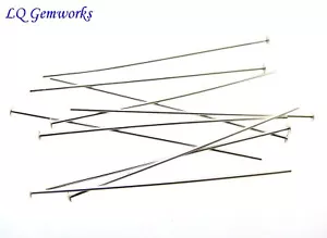 100 ea STERLING SILVER HEAD PINS 24 ga 2" - Picture 1 of 1