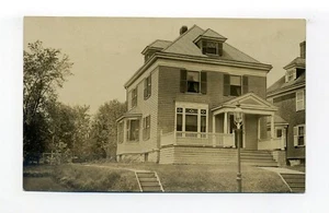 Cartolina fotografica Quincy MA RPPC, luce a gas fuori casa - Foto 1 di 2