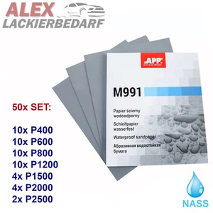 50x SET P400-P2500 APP Nass Schleifpapier Bogen 230 x 280 mm Wasserfest   - Bild 1 von 1