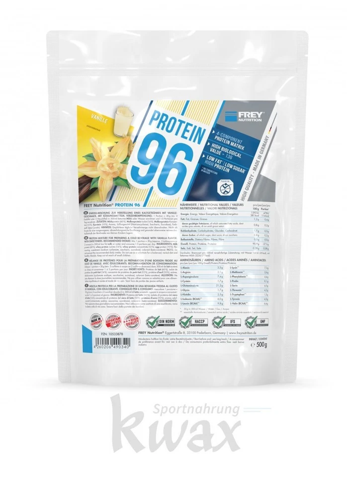 (EUR 63,00/kg) Frey Nutrition - Protein 96 - 500g Beutel - Bild 1 von 1