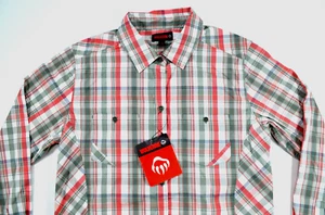 Wolverine Sidney Shirt Women's Size M Long Sleeve Roll Tab Coral Green Plaid - Picture 1 of 17